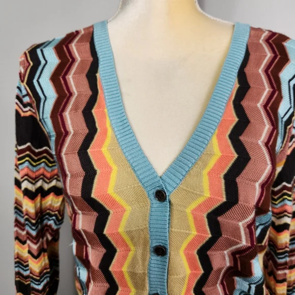 Missoni For Target Cardigan Zig Zag Size Med Teal Brown Soft fall autumn - Picture 8 of 12
